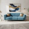 Azure Ribbed Velvet Sofa