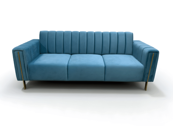 Azure Ribbed Velvet Sofa