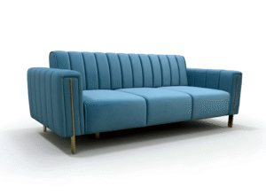Azure Ribbed Velvet Sofa