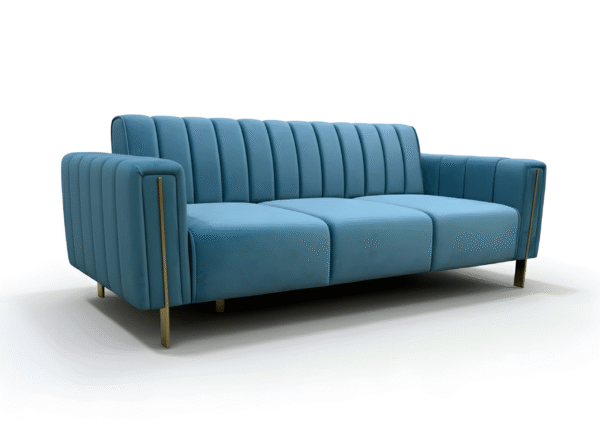 Azure Ribbed Velvet Sofa